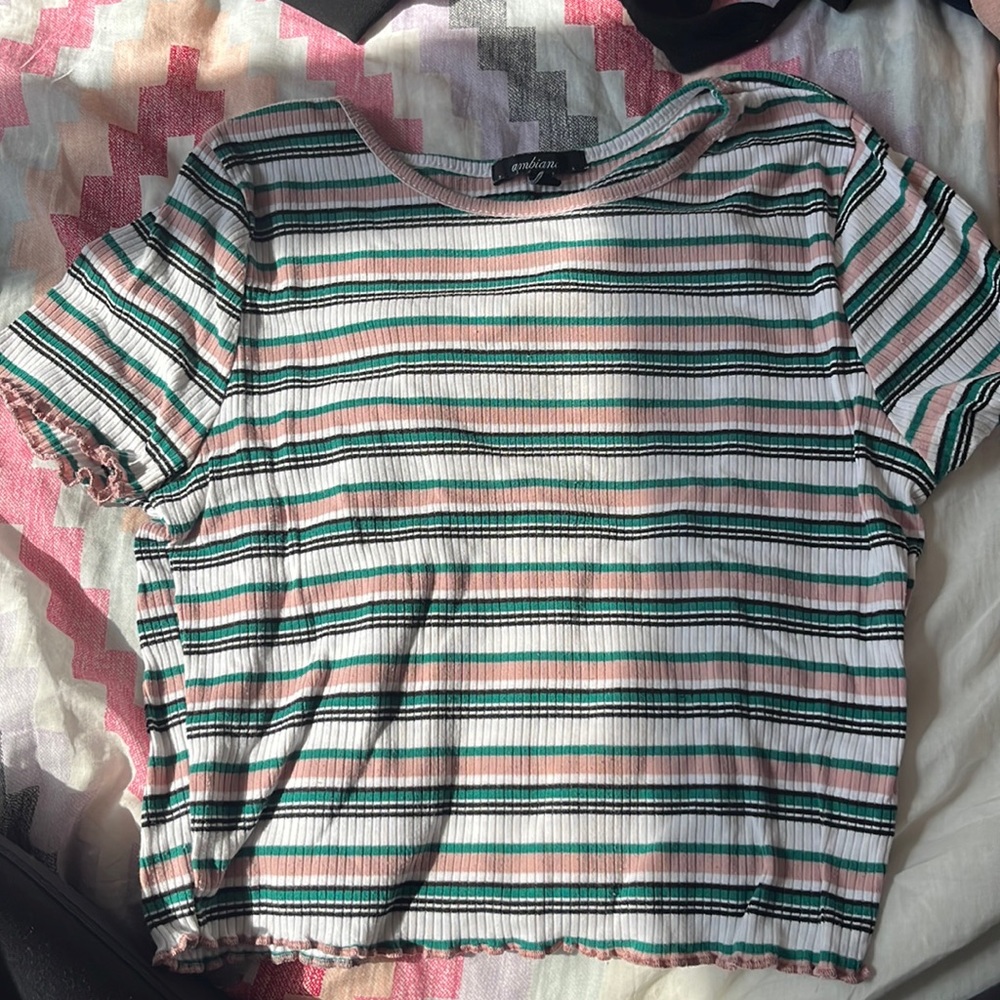 pink white green black tank top